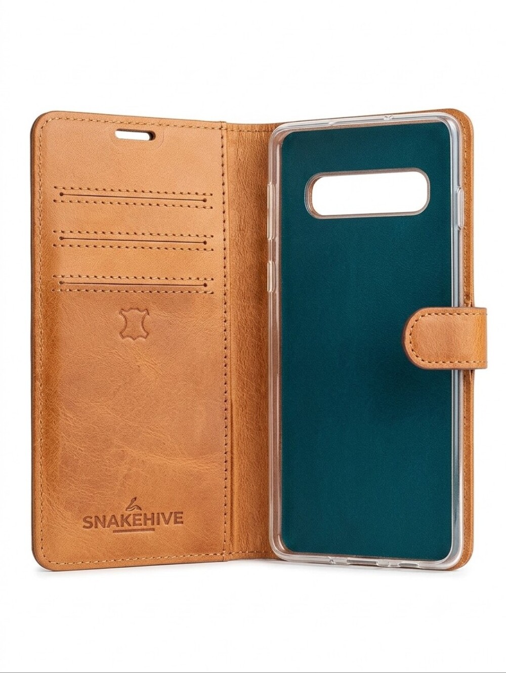 Genuine Leather Folio Wallet Phone Case - SNAKEHIVE Burgundy Leather Galaxy s10 - Picture 4 of 9